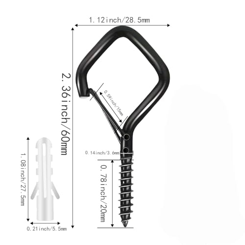 12 Pcs 2.36IN Ceiling Hooks with Safety Buckle for Plants - color: Black, size: 12Pcs