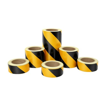 6-Piece Caution Tapes Roll, Black and Yellow Floor Safety Marking Tapes