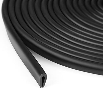 Tondiamo 20 Feet Black Rubber U Channel Edge Trim Door Seal Strip - color: Black, size: 20 Feet,1/16 Inch