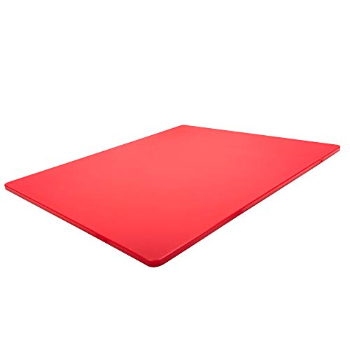 Thirteen Chefs Extra Large 24 x 18 Red Cutting Board - HDPE Plastic, 1/2" Thick Poly for Commercial Restaurant Kitchens, NSF Stamped - color: Red, size: 24"L x 18"W
