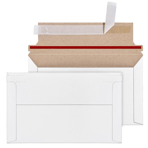 packbabol 100 Pack 7" x 4.35" Rigid Mailer Trading Card Envelopes Mailers，450gsm Self Seal Shipping Envelopes Mailers for Shipping Semi-Rigid and Toploaders, Protector Supplies for Trading Cards - size: White 7" x 4.35"-100Pc