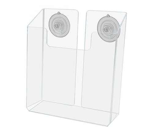 Marketing Holders Suction Cup Half Sheet Display Rack Holds 6 Inch Wide Graphic Flyers Glass Wall or Window Mount Single Leaflet Trade Show and Expos Accessories Single Pocket Clear Plastic