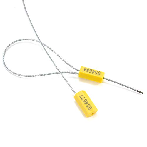 500pcs Security Marking Cable Seals Tamper Proof Steel Wire Seal Numbered Shipping Seals Disposable Pull Tight Self-Locking Cable Seal Truck, Cargo, Containers Seal Ties Straps (Yellow, 500pcs) - color: Yellow, size: 500pcs