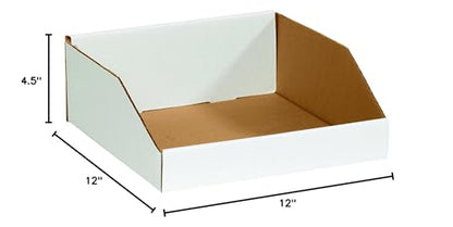 Box USA BBINMT121214 Open Top Bin Boxes, 12" x 12" x 4 1/2", Oyster White (Pack of 50) - color: White, size: 12" x 12" x 4 1/2"