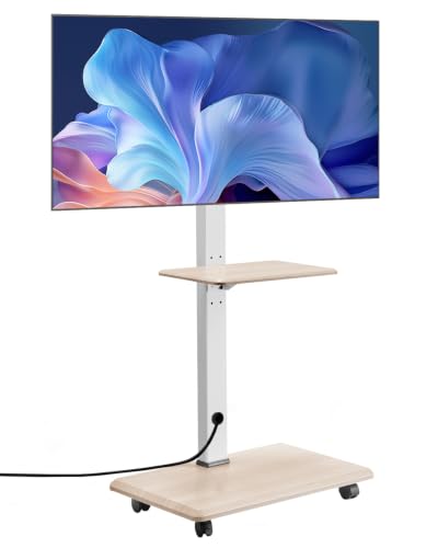 VEVOR Rolling TV Stand, Mobile TV Cart for 32-70 Inch Screens, 25° Left-Right Rotation and Height Adjustable TV Mount with Tray, Holds up to 88 lbs for Corner, Bedroom, Outdoor, Max VESA 600x400mm - style: with Trays