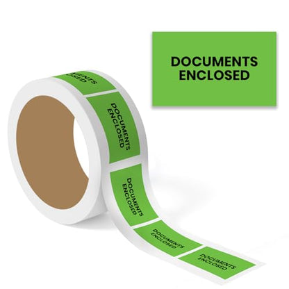 StickerJet Documents Enclosed Labels 3"x5" – 500 Pcs Adhesive Roll for Shipping, Packing, Warehousing & Handling Instructions﻿– Easy Peel & Stick Warning Stickers – Made in USA - color: Documents Enclosed