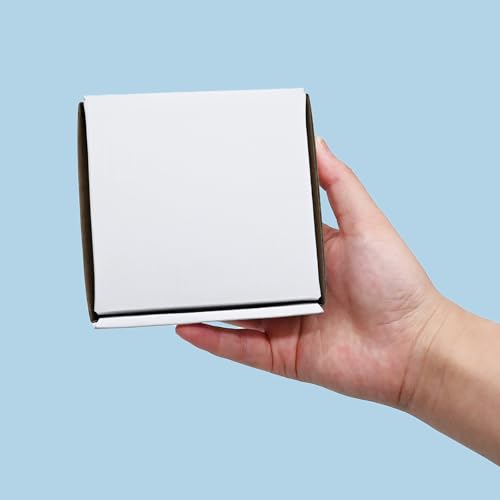 KBG Small Shipping Boxes 4X4X1 inch,White Corrugated Cardboard Mailers for Business,50 Pack Small Mailing Boxes Packaging Box Mini