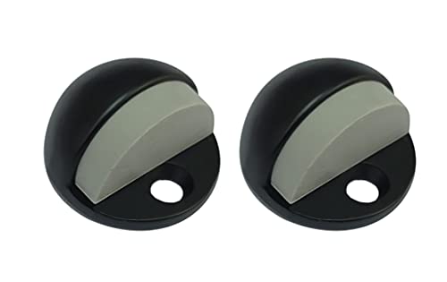 QCAA Solid Brass Low Dome Floor Door Stop, 1/4"-3/4" Clearance from Floor Buttom, Matte Black, 2 Pack, Made in Taiwan - color: Matte Black, size: 2 Pack