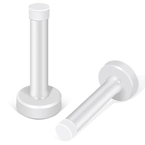 Door Stops 3.5 Inch, 2 Pack White Door Stoppers, Wall Mounted, Modern Commercial Stainless Steel Doorstop Wall Protector with Sound Dampening Door Bumper - color: White