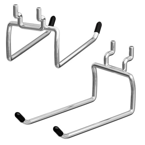 FRIMOONY Heavy Duty Pegboard Hooks 30 Pack, 4 Inch Long, Fitting 1/4 Inch Pegboard Holes, Silver Metal Garage Workshop Shed Organizer - style: 30Pack