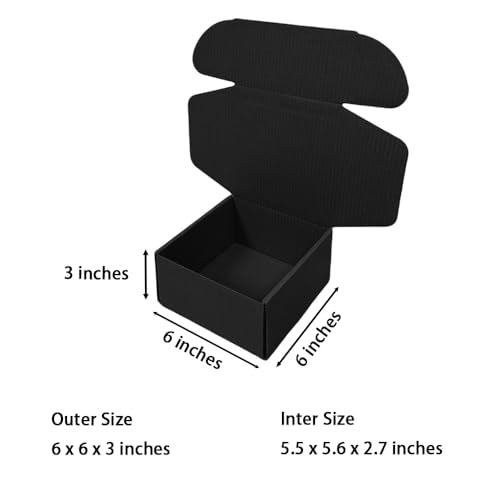 30 Pack 6x6x3 in Black Shipping Boxes - color: Black, size: 6x6x3 in