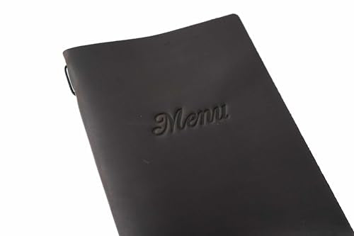 Inko Horeca - Leather Menu Holder - Soft Folding Menu Covers - Custom Menu Cover for Restaurant with Embosing - Cafe Menu Folder Book for Bar - Drink Menu (Brown)