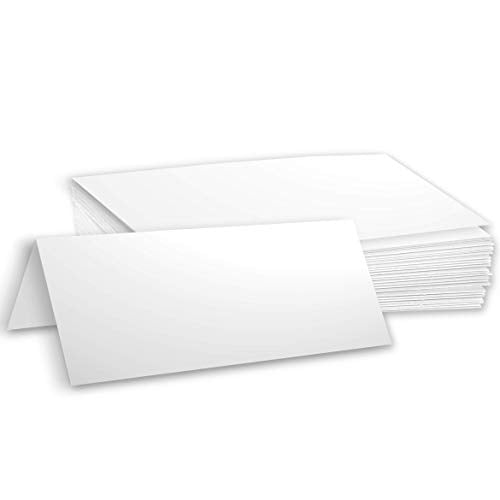 Hamilco White Tent Place Cards 3.5x11-80lb Cover Heavyweight Pre-Scored Folded Name Cards for Meetings, Events, Banquets, Weddings & Conferences (1800 Pack) - size: Size 3 1/2" x 11" - White (Pack of 18)