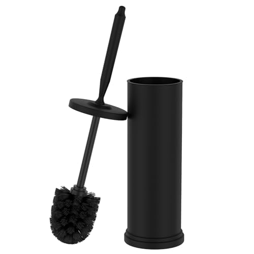 Stainless Steel Toilet Bowl Brush and Holder Set Scrubber Black - color: Black
