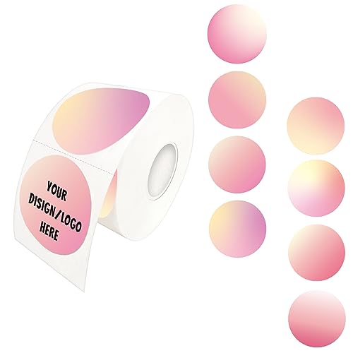 1.5 Inch Pink Round Thermal Sticker Labels, Self-Adhesive Circle Direct Thermal Labels, Multi-Purpose Roll Sticker Labels for DIY Logo Design with Perforation Line（ 500 Labels，1 Roll） - color: Pink-500 Labels, size: 1.5 inch