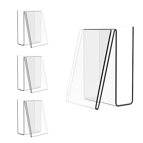 Boloyo Acrylic Vertical Postcard Display Holder,6 x 4 inch 4PC Clear Card Display Stand Easel Tablet Holder for Postcard Greeting Recipe Index Business Memory-Note Card, Artworks - color: Vertical, size: 4PC