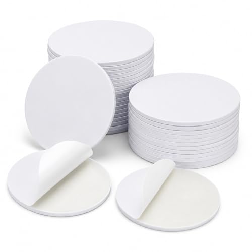 50PCS Coin Cards NFC Tags, Blank NTAG215 NFC Cards Rewitable NFC Chip 25mm/1inch Round 215 Cards with Adhesive Back Compatible with TagMo and Amiibo and NFC Enabled Mobile Phones and Devices - color: White-50pcs, size: With adhesive backing