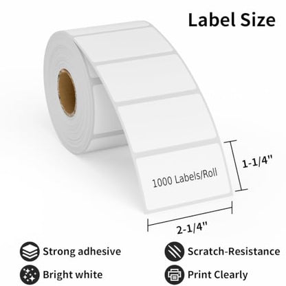 2.25"x1.25" Thermal Sticker Labels for Direct Thermal Printer (1 Roll) - size: 2-1/4" x 1-1/4"