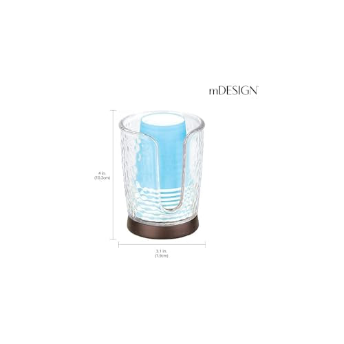 mDesign Plastic/Steel Compact Small Disposable Paper Cup Dispenser Storage Holder for Rinsing Cups on Bathroom Vanity Countertops - Rain Collection - Clear/Bronze - color: Clear/Bronze