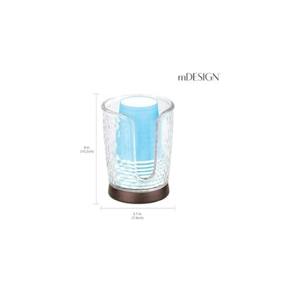 mDesign Plastic/Steel Compact Small Disposable Paper Cup Dispenser Storage Holder for Rinsing Cups on Bathroom Vanity Countertops - Rain Collection - Clear/Bronze - color: Clear/Bronze