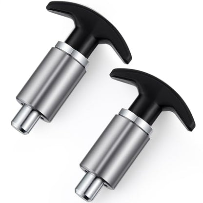 2 Pcs Steel Handle Locking Spring Loaded Pull Pin T Knob Spring Plunger Loaded Pull Pop Pin Shank Knob Plastic Handle for Welding Shelve Industrial Rack System Fitness 3.15 Inch (1/2 Inch) - size: 1/2 Inch