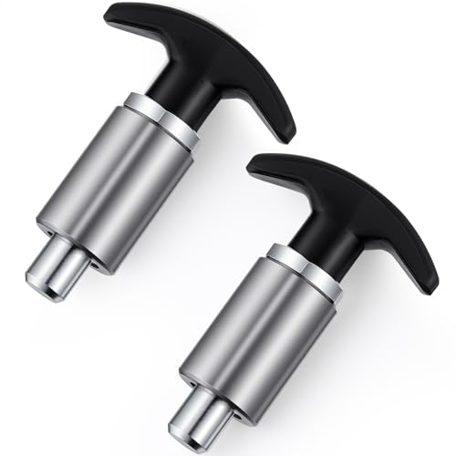 2 Pcs Steel Handle Locking Spring Loaded Pull Pin T Knob Spring Plunger Loaded Pull Pop Pin Shank Knob Plastic Handle for Welding Shelve Industrial Rack System Fitness 3.15 Inch (3/8 Inch) - size: 3/8 Inch