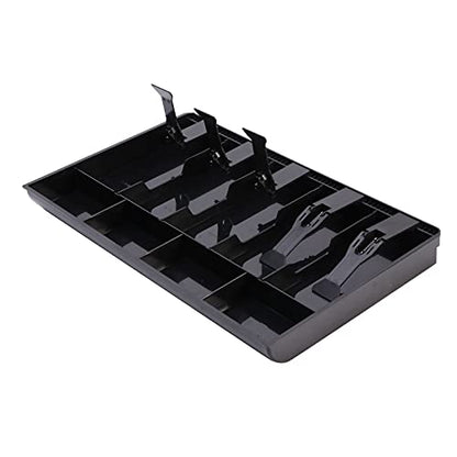Cash Money Tray Replacement 5 Bill/ 4 Coin Drawer Register Insert Tray Storage Case with Plastic Clips (Color:Black)