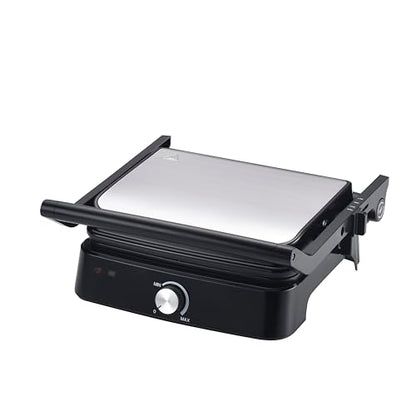 Vivicreate Panini Press Grill 1500W Sandwich Maker with Removable Nonstick Plates Adjustable Temperature 180 Degree Opening Indoor Electric Grill for Panini Sandwich Steak Burgers Breakfast (1 Knob)