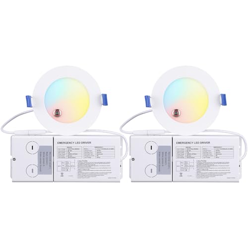 TORCHSTAR 2-Pack 4 Inch LED Recessed Light with Emergency Battery Backup