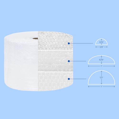 The Boxery 12 inch x 175 feet Bubble Roll, Small Bubble 3/16 inch Cushioning Wrap, Perforated Every 12 inch for Packing Moving Shipping Supplies, 1 Roll, 175 ft Total - size: 12 inch x 175 ft