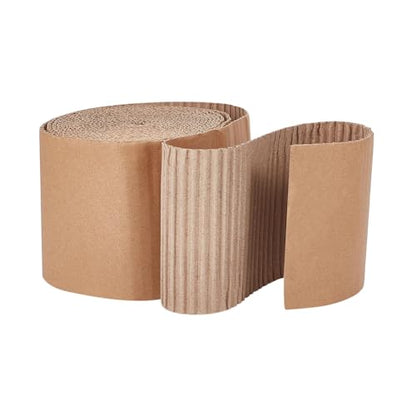 OLYCRAFT Corrugated Cardboard Rolls 4x197 Inch Singleface Corrugated Paper Roll Shipping Protection Roll Large Corrugateds Wrap Paper Sheet Packaging Wrap Cardboard for Moving Protecting Fragile Items - size: 4x197 Inch