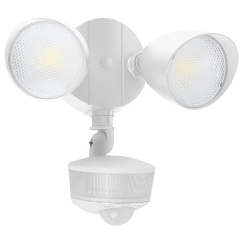 LUTEC 34W 3700 Lumen LED Security Light Motion Sensor Outdoor Lights with Night Light, 5000K Daylight, IP65 Waterproof, Dusk to Dawn, Hardwired Motion Detector Flood Light for Garage, Yard-White - color: White, size: 1 Pcs