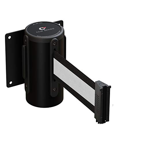 Crowd Control Warehouse WMB-125 Wall Mount Retractable Belt Barrier, 11 Ft - color: Black/White Stripe, size: Solid Color