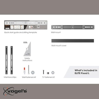 Vogel's TVM 5605 Extremely Flat TV wall Bracket for 40-100 inch TVs, Max. 220 lbs, TV Bracket max. VESA 600x400, Universally Compatible, Distance to the wall only 0.59 inch - size: 40 - 100"