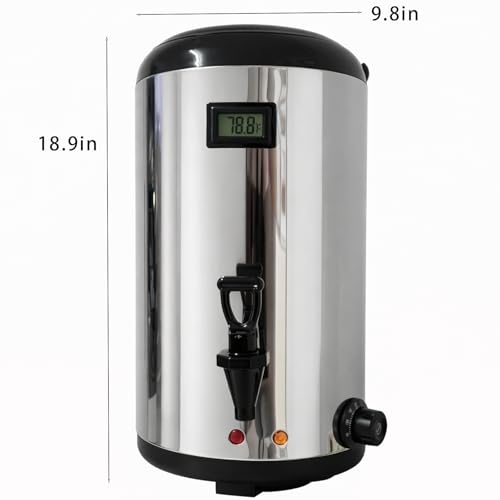 Electric Hot Drink Dispenser with Temperature Display & 304 Stainless Steel Heating Plate, 12L / 3.2 Gallon Heated Beverage Dispenser with Spigot for Milk Tea, Coffee & Water