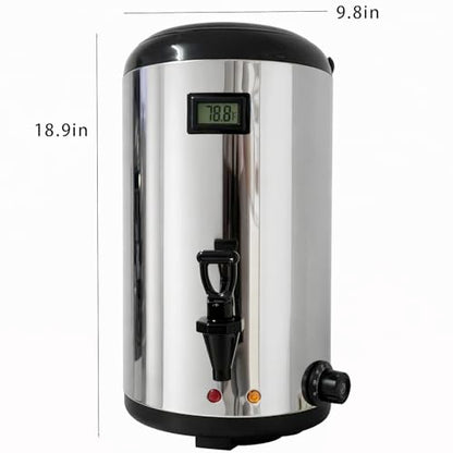Electric Hot Drink Dispenser with Temperature Display & 304 Stainless Steel Heating Plate, 12L / 3.2 Gallon Heated Beverage Dispenser with Spigot for Milk Tea, Coffee & Water