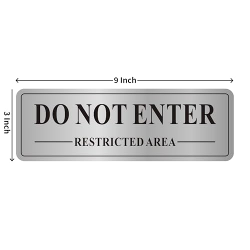 (4 Pack) Restricted Area Do Not Enter Signs, 9 x 3 Inch Rust Free Metal Reflective Aluminum, UV Protected, Weather Resistant, Weatherproof, Easy to install