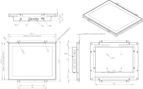 10.4 Inch Open Frame Touchscreen, 1024x768,4:3,Waterproof,VESA+Panel Mount, for Kiosk, Automation, POS,Vending, and Digital Signage 7x24h Work - size: 10.4