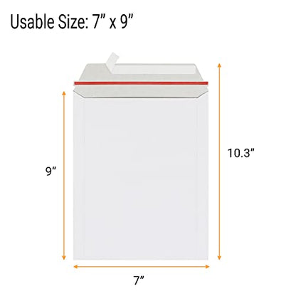 zmybcpack 100 Pack 7x9 inch Rigid Mailer Self Seal Photo Document Mailers, Stay Flat White Cardboard Shipping Envelopes White Photography Mailers for CD, Photos, Document - size: 100 Pack 7x9 inch