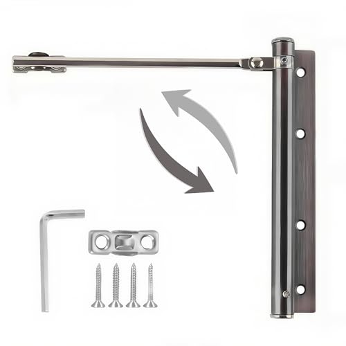 Automatic Door Closer for Home Easy to Install | Safety Spring Door Closers | Auto Soft Close to Convert Hinged Doors to Auto Self Closing | Adjustable Catch Speed | with Arm, Screw, Wrench | Grey - color: Gray, size: 1 Pack