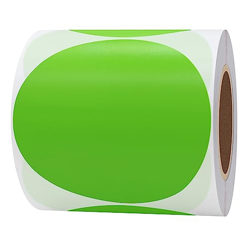 Hybsk 3 inch Circle Color Direct Thermal Stickers Shipping Labels for Barcodes,Name Tag,DIY Logo Design,QR Code,Inventory– Compatible with Zebra,Rollo,Munbyn,and More-350 pcs (3 inch,Green) - color: Green, size: 3"