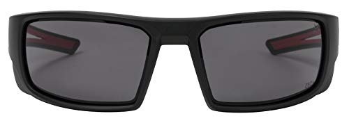 X Power ANSI Z87+ Safety Sunglasses Impact Resistant Polycarbonate Lens & Double Injection Frame - color: 002 Matte Black & Red Frame / Dark Grey Lens