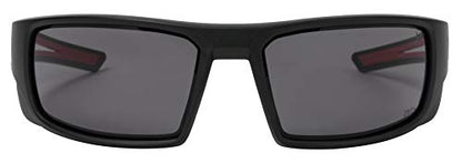 X Power ANSI Z87+ Safety Sunglasses Impact Resistant Polycarbonate Lens & Double Injection Frame - color: 002 Matte Black & Red Frame / Dark Grey Lens
