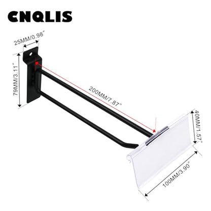 CNQLIS 25 Pack 8 Inch Slatwall Hooks with Label Holder