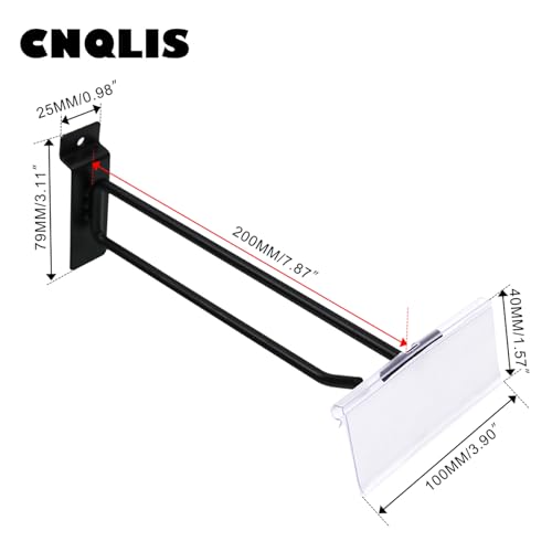 CNQLIS 25 Pack 8 Inch Slatwall Hooks with Label Holder