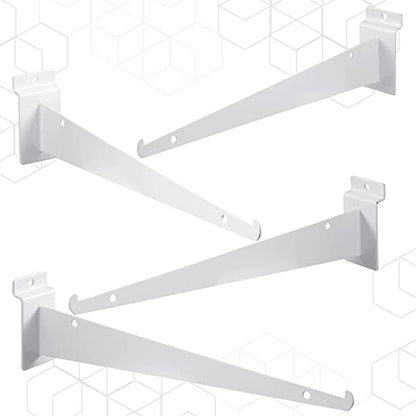 Oudain 30 Pcs 12" Slatwall Shelf Bracket with Lip Metal, White - color: White