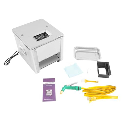 Meat Cutter Machine, 3.5/5/7/10/15mm Commercial Stainless Steel Electric Meat Slicer with Tray Handles 330 lbs/h 310RPM Shredded Cutting Machine for Fresh/Defrosted Meat Lamb Beef (5mm/0.19in, 850W) - size: 5mm/0.19in