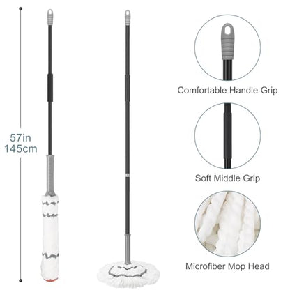 KeFanta Self-Wringing Twist Mop for Floor Cleaning with 57 " Long Handle - color: Gray&white (1 Handle & 1 Mop Head)
