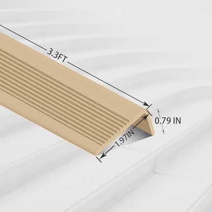 5 Pack Rubber Stair Nosing - 3.3Ft Stair Anti-Slip Adhesive Strip, Made of Wear-Resistant Rubber, Mute, Easy to Install - Indoor/Outdoor, Helps Elderly and Children Prevent Slipping (Light Brown) - color: Light Brown