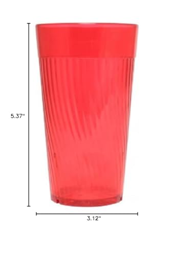 TrueCraftware- 12 oz. Belize Tumbler/Drinking Cups Red Polycarbonate Set of 12-Premium Iced Tea Glasses Stackable Reusable Drinking Glasses Dishwasher Safe Break-Resistant for Home Restaurants - color: Red, size: 12 oz